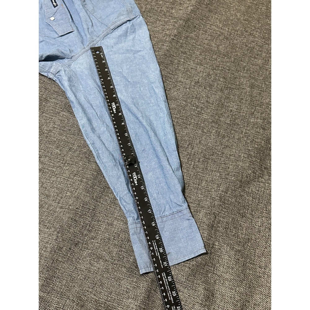 Wrangler Men's XXL Long Sleeve Western Denim Shirt Blue Pearl Snap - Picture 4 of 10